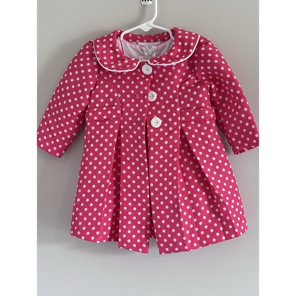 Bonnie Baby Pink White Polka Dot Dress Jacket Outfit Easter/special Occasion 12M - Picture 2 of 10
